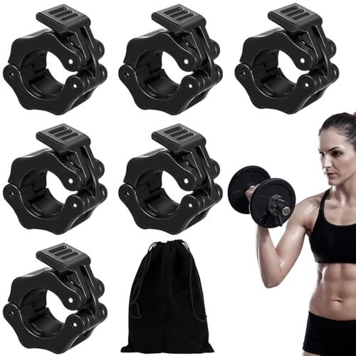 Bnnrjia 6 Pzs Abrazaderas para Mancuernas, 30mm Collares de Resorte，Pinza de Resorte para Barras, Cierres de Muelle Abrazaderas para Barras de Pesas, Levantamiento de Pesas, Entrenamiento de Fitness