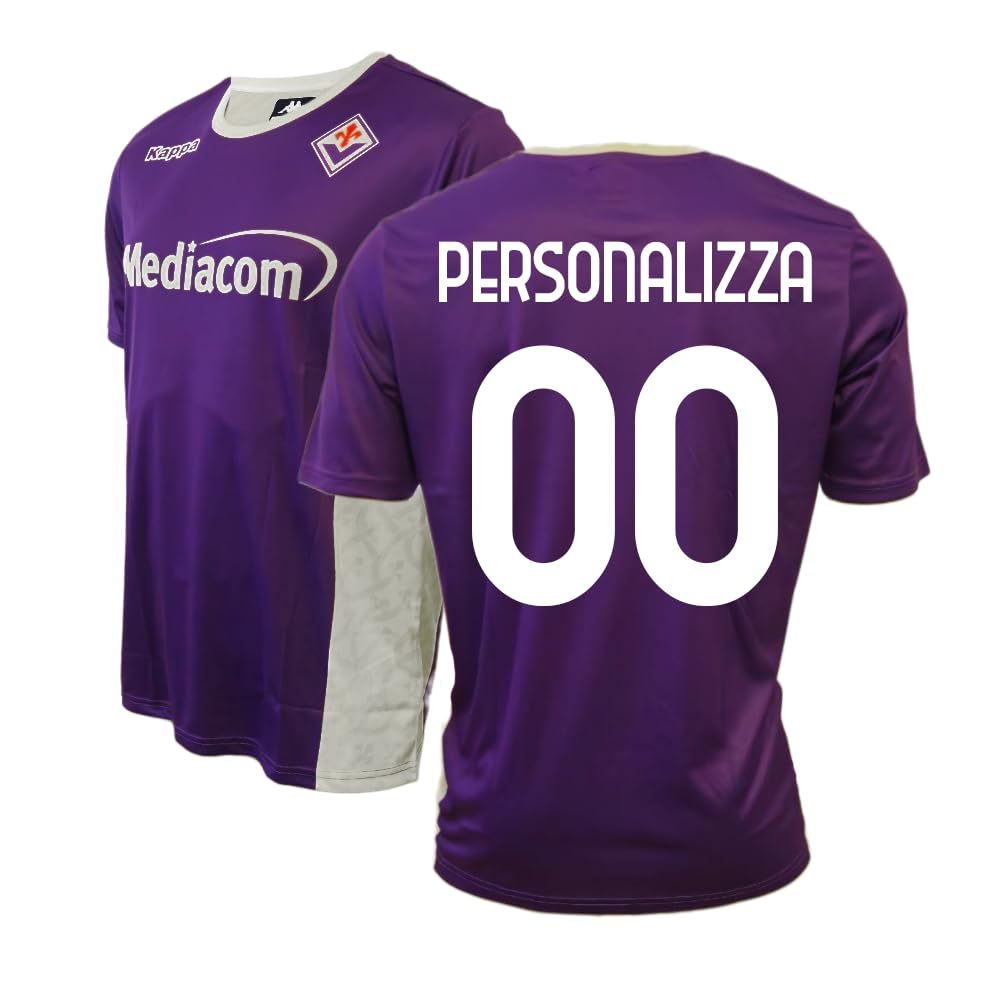 ZeroPlayer Maglia Replica Ufficiale Fiorentina Personalizzabile con Nome e Numero a Scelta, Modello Home Stagione 2025/2026, Viola, Bianco, Adulto, Ragazzo, Bambino