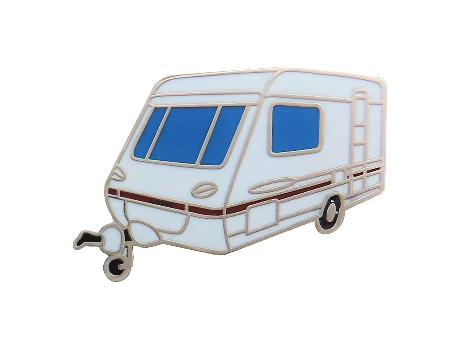 CAMPER VAN CARAVAN WHITE ENAMEL LAPEL PIN BADGE