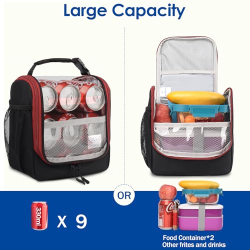 Image of Genteen Kids Lunch Box, Insulated Lunch Bag for Kids, Toddler, Girl, and Boy; Holds Lunch Box, Water Bottle, & Snacks; Easy-Clean Water-Resistant Fabric & Multiple Zippered Pockets (Black)
