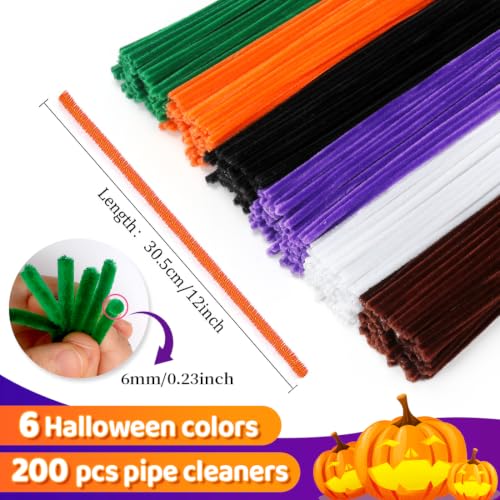 Image of Praisebank Halloween Pipe Cleaners for Crafts, 200pcs, Chenille Stems for DIY Projecets, Arts & Crafts Supplies for Festival Party Decorations
