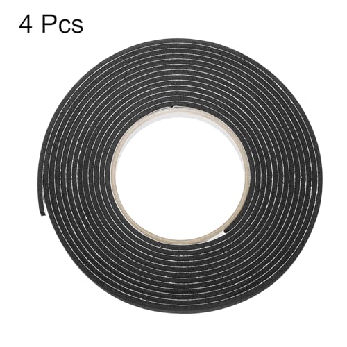 Image of uxcell 4pcs Rolls Single Sided Foam Tape Removeable EVA Sponge Mounting Tape Strong Adhesive Tape Strips(Black, 13ft x 1 /2 inch x 1 /8 inch) for Home Paint Wall Hanging Poster Decor