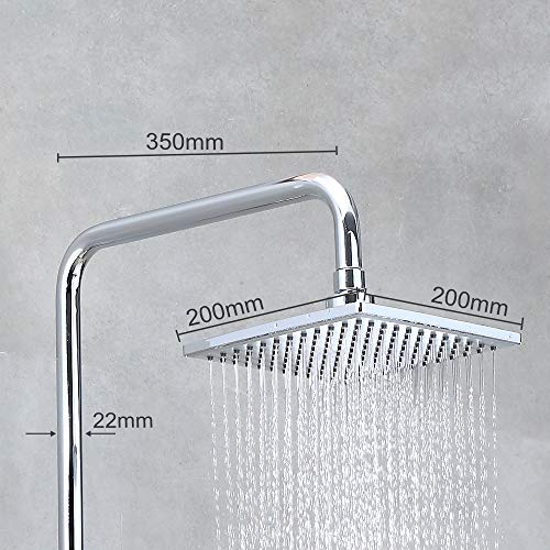 JOHO Edelstahl Duschsystem ohne Duscharmatur Chrom Duschset Überkopfbrauseset mit ABS Kopfbrause 20x20cm - Image 4