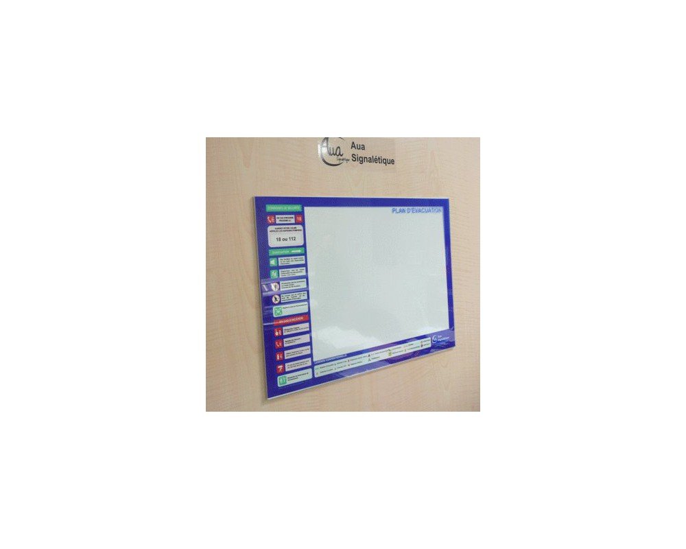 AUA SIGNALETIQUE - Support Plan d'évacuation plexiglass - 420x300 mm -Conforme à la Norme NF X08-070