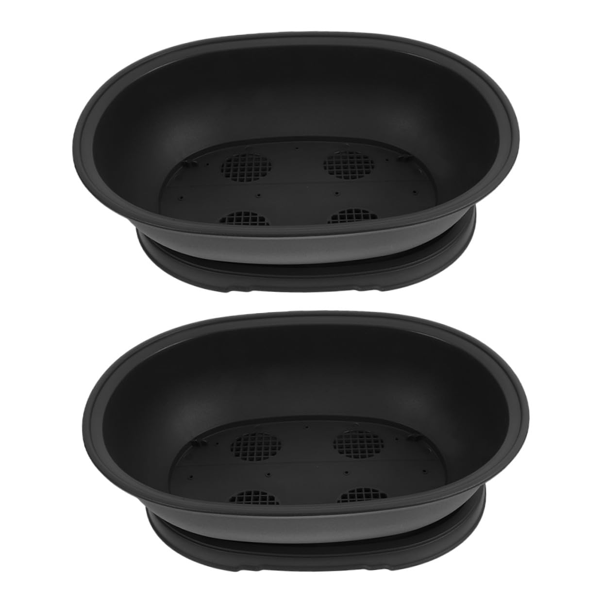 Jardinière plastique avec soucoupe Gatuida lot de 2 pots ovales légers