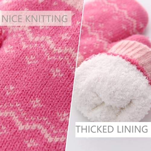 Winter Warm Mittens for Kids - Cute Knit Gloves Thick Fleece Lined Mittens for Boys Girls (for 3-6 Years)3