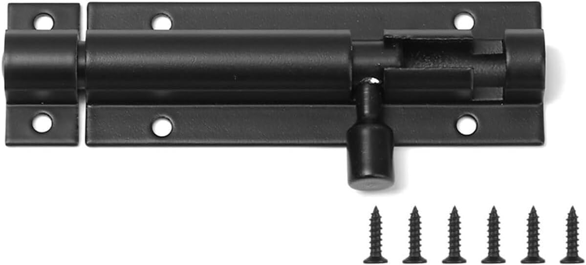 Slide Gate Latch Bolt Door Lock, Buckle Window Catch Cabinet Catches Aluminum Alloy Tower Home Hardware(Black,2 inch)