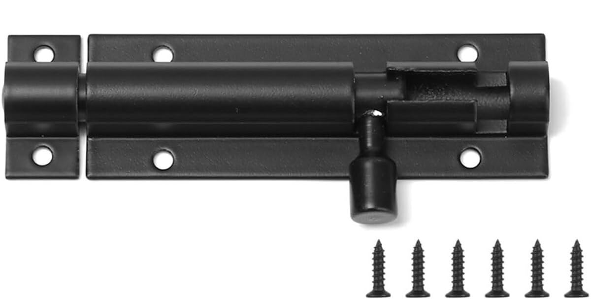 Zatrzask do bramy przesuwnej Rygiel zamka drzwi Klamra okna Zaczepy szafek Wieża ze stopu aluminium Sprzęt domowy(Black,3 inch)