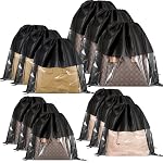 12 PCS Dust Bags for Handbags, Purses Storage Bags, Black, 4 Size