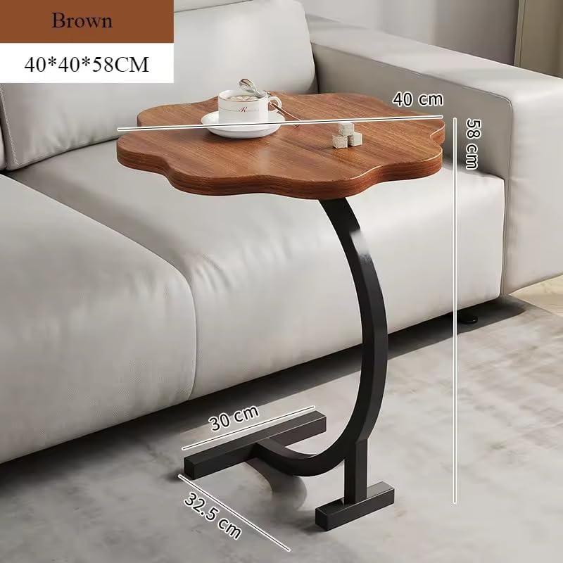 Image of Side Table Stands Couch Side, Swivel TV Tray Table, C-Shaped End Table, Small Center Table for Home Office for Bedroom, Living Room | Closet with Dustproof Door (Flower Table-YZ)