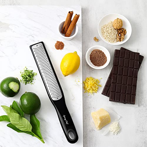 Spring Chef Premium Cheese Grater - Zester/Grater For Lemon, Lime, Oranges, Citrus, Garlic, Ginger, Nutmeg, Chocolate; Handheld Kitchen Tool, Sharp 304 Stainless Steel And Blade Cover - Fine Shred #TOP1