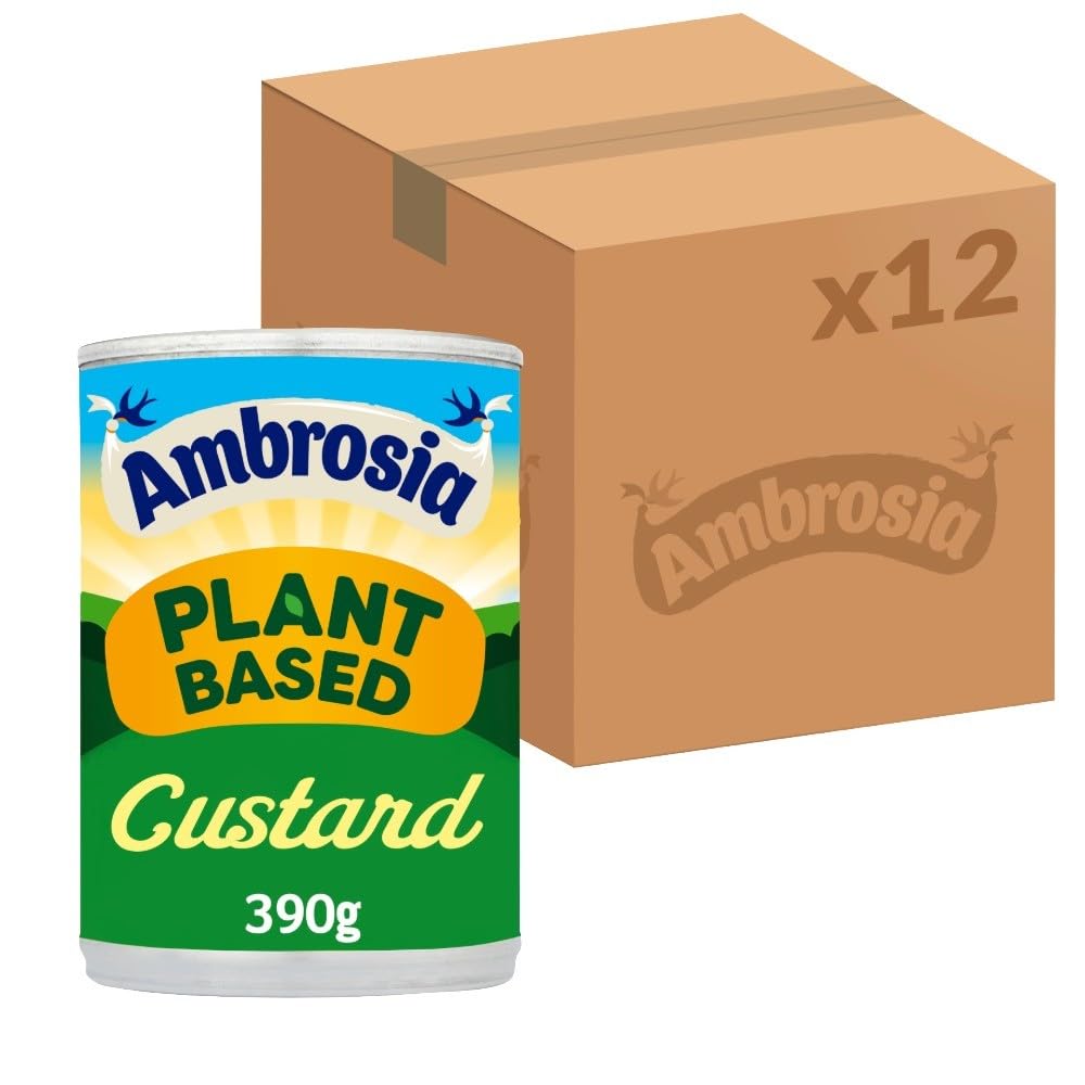 Ambrosia Plant Based Custard – Dairy-Free Creamy Custard Alternative for Vegan & Vegetarian Diets, Ready to Eat, 390 g (Pack of 12)