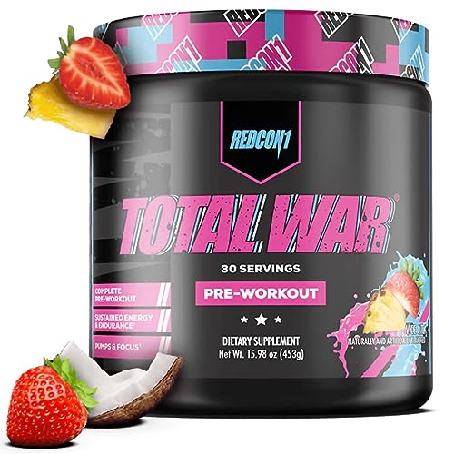 Proteínas, Redcon1 Total War - Pre entrenamiento, Boost Energy, Aumenta la resistencia y el enfoque, Beta-alanina, 350 mg de cafeína, malato de citrulina, potenciador de...