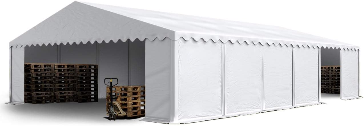 TOOLPORT Storage tent 8x12 m PVC 750 N waterproof white shelter with ground frame