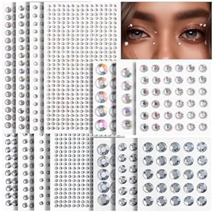 Teenitor Face Gems Hair Gems 2032PCS Self Adhesive Face Rhinestones, Festival Face Jewels Stick on Face Gems for Makeup, Face, Hair, Body in 7 Sizes