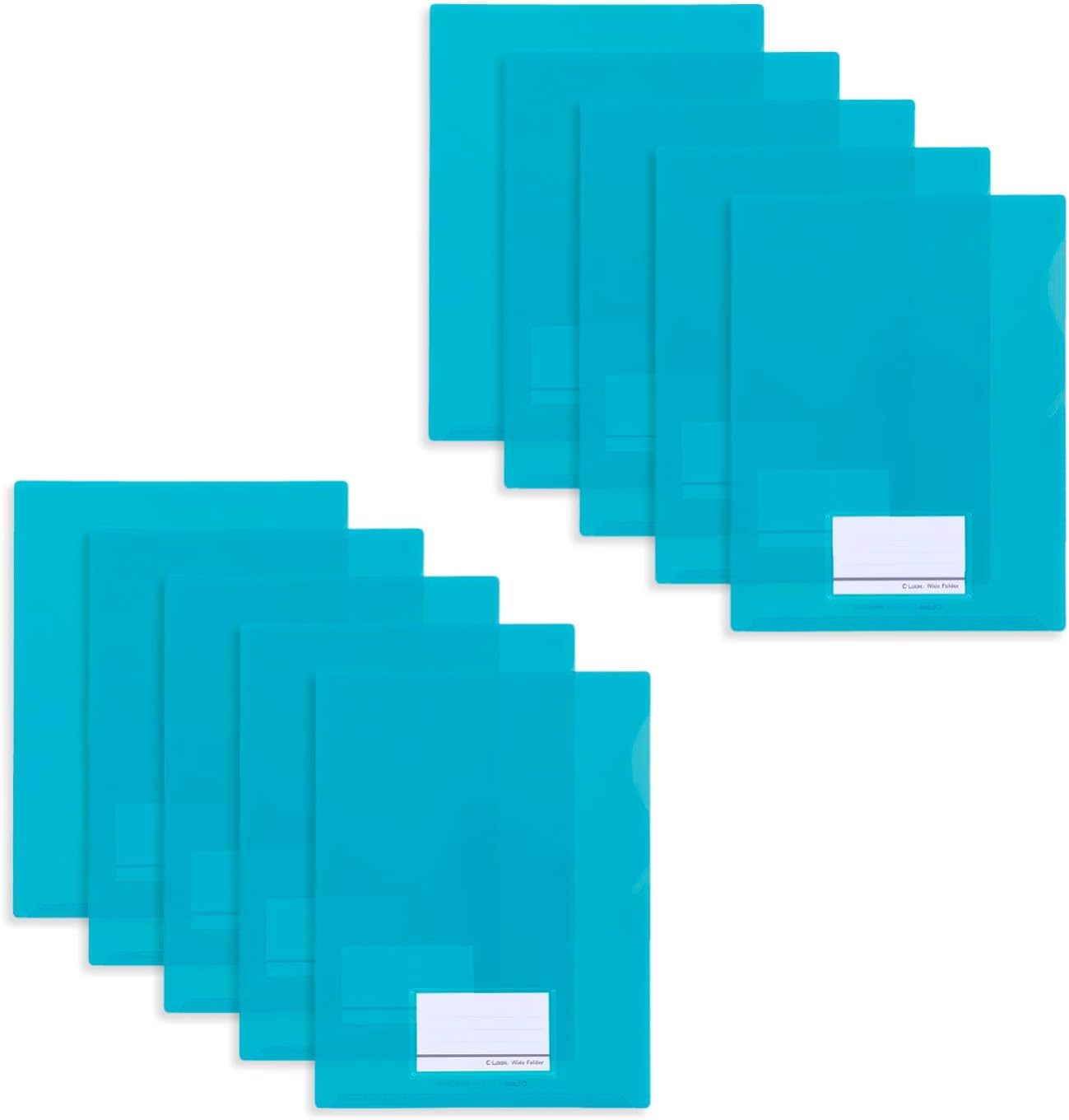 Sekisei CLK-2404-1-10 Clear Folders, Sealed Good, Wide Folders, with Business Card Pocket, Blue, Pack of 10
