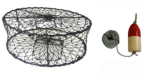 Kufa Ct50 Sports Foldable Crab Trap With 11" Red/White Bullet Floats & 1/4" X100' Lead Core Sinking Line Combo (Ct50+Fql100) #TOP17