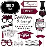 Maroon Grad - Best is Yet to Come - Burgundy 2018 Graduation Party Photo Booth Props Kit - 20 Count