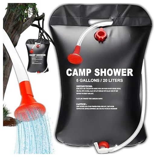 Retoo Ducha portatil Camping 20L 5 galones Bolsa de Ducha Solar Calefacción Solar Aire Libre Ducha con Manguera y Cabezal Acampar de Ducha para Camping/Senderismo Ducha de Viaje Escalada