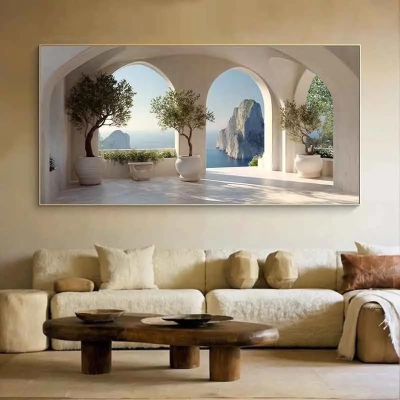 Lienzos modernos con paisajes costeros de alta resolución y acabados artísticos premium