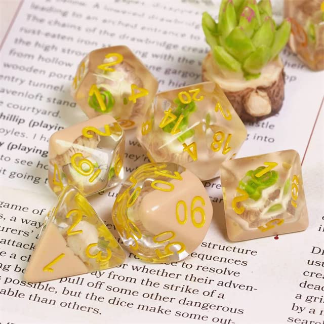 Succulent Plant DND Resin Dice Set for Dungeons and Dragons, D&D, D20, D and D, Polyhedral Resin Dice, Dungeons and Dragons Gifts, Accessories