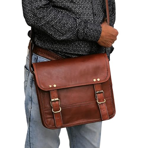 Image of cuero Genuine Leather iPad /Tablet Bag Messenger Bag Small Briefcase CrossBody Shoulder Bag for Men and Women