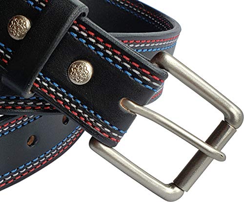 Red, White & Blue Stitched, Freedom Belt, Full Grain Leather, Made in the USA2