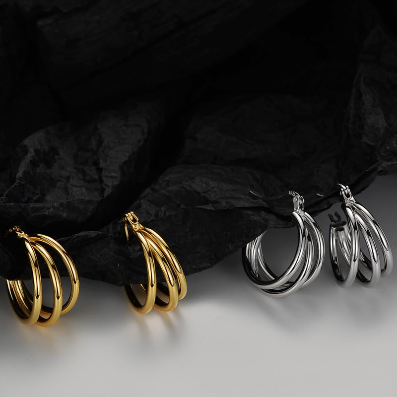 Boucles d'oreilles cerceaux pour femmes créoles géométriques légères - 3
