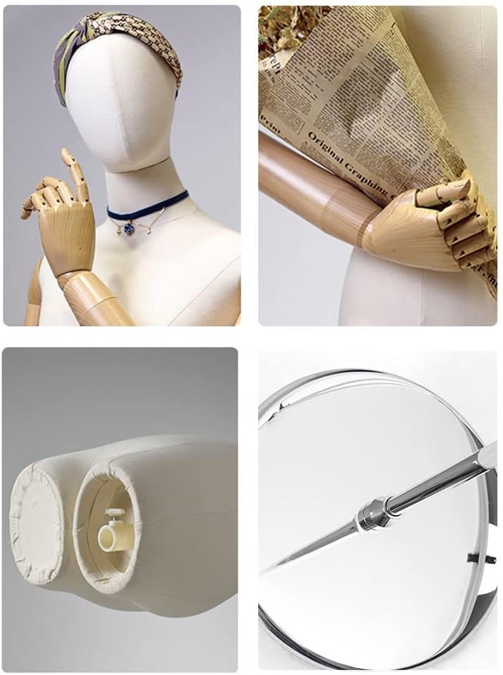 Adjustable Female Dress Form Mannequin Torso 59-86.6in, Detachable Arms & Head, Round Base for Sewing, Clothing & Jewelry Display - Plastic, Size S/Small