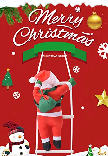 Jhua 4 Santa Claus Climbing on Rope Ladder Decoration for Christmas Tree, Indoor Outdoor Hanging Ornament Decor Christmas Party Home Door Wall Decoration Toy Gift, 47 Inch