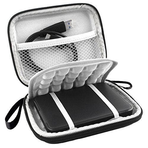 CoWalkers Funda de transporte EVA a prueba de golpes para Western Digital My Passport Studio Ultra Slim Essential Elementos WD SE Portable 500 GB 1TB 2TB USB 3.0 Bolsa de viaje para disco duro externo portátil de 2,5 pulgadas, Negro
