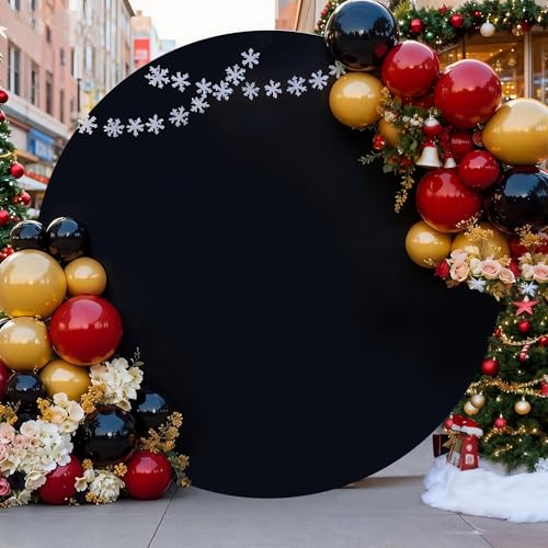 PartyPosh 6.5FT Black Round Backdrop Cover with Zipper by PartyPosh - Used condition - US$16.71