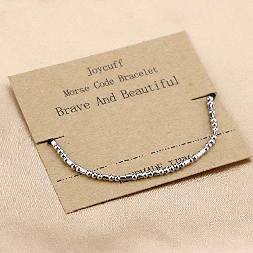 Joycuff Brave And Beautiful Morse Code Bracelets For Women Wife Best Friend Sister Fashion Valentine's Birthday Gifts Silk Wrap Bracelet Funny Secret Message Handmade Jewelry #TOP4