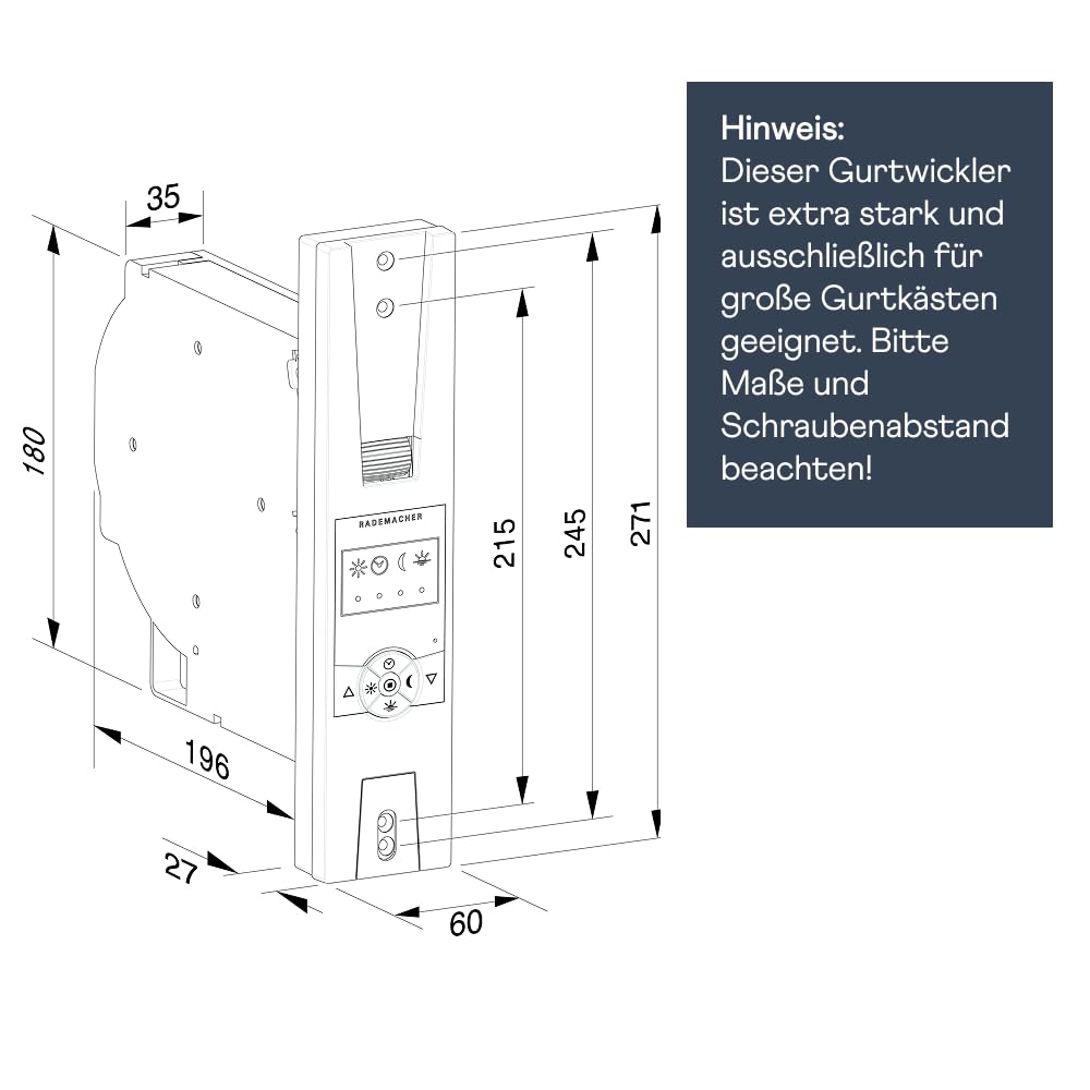 Home Pilot – Gurtwickler Classic smart, Power-Version, für schwere Rollläden (bis 60 kg) und großem Gurtkarten. Rollladenantrieb kompatibel mit dem Gateway premium. Unterputzmontage - 10142360