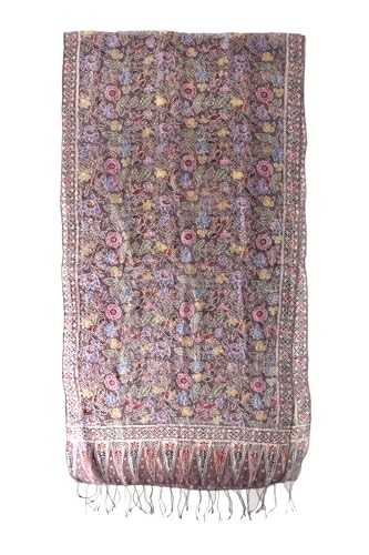 NOVICA Artisan Handmade Silk Batik Shawl Floral Wrap Brown Multicolor Indonesia Accessories Patterned Cognac 'Euphoria'