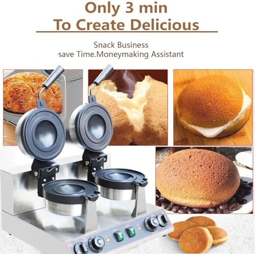 2024 Adjustable Ice Cream Burger Maker & Waffle Press, Non-Stick Ice Cream Filling Machine, Home & Commercial Use, Temperature & Time Control, Single Head Sandwich Maker