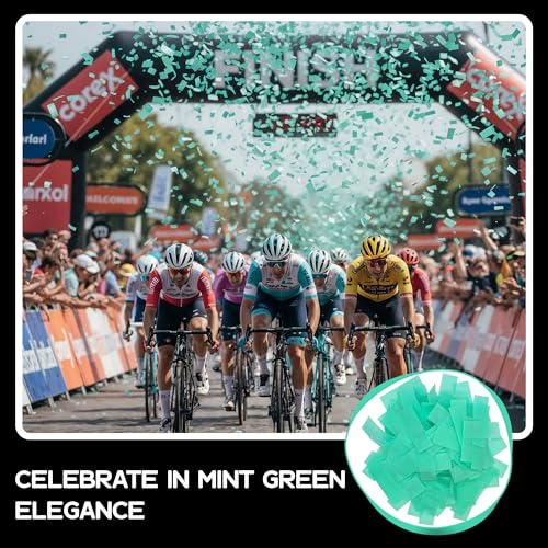 Image of Ultimate Confetti, Mint Green Biodegradable Confetti - Rectangular Flame-Resistant and Slow-Falling Tissue Paper Confetti for Cannon and Launcher use - Best for Celebrations - 1 lb, 16 oz