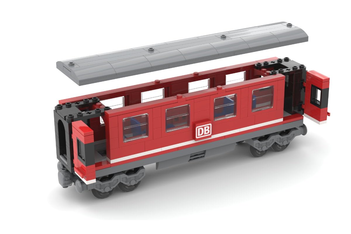 DB Lokomotive 988 Klemmbausteine für City und Zug - Bausteine für Kinder | mit Speise- und Personenwagen – 76,5 cm lang – mit bedruckten Steinen – kompatibel mit gängigen Bausteinsystemen und Lego