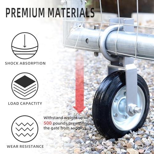 Image of Heavy Duty Farm Gate Helper Wheels - 6 Inch, 1-5 /8 inch to 2 inch Frame, Silver - 2 Pcs