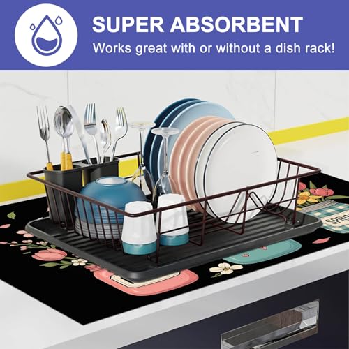 Image of HOMETITUTE Spring Floral Jar Stove Top Cover 28x20 Heat Resistant Mat