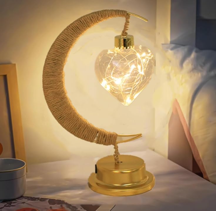 Novelty Moon Lamp for Home Bedroom Ramadan Decorations,Decorative Enchanted Lunar Crescent Ramadan Table Lamps Battery Operated or Usb Powered LED Nightstand Nursery Light for Kids and Wifes — image 1