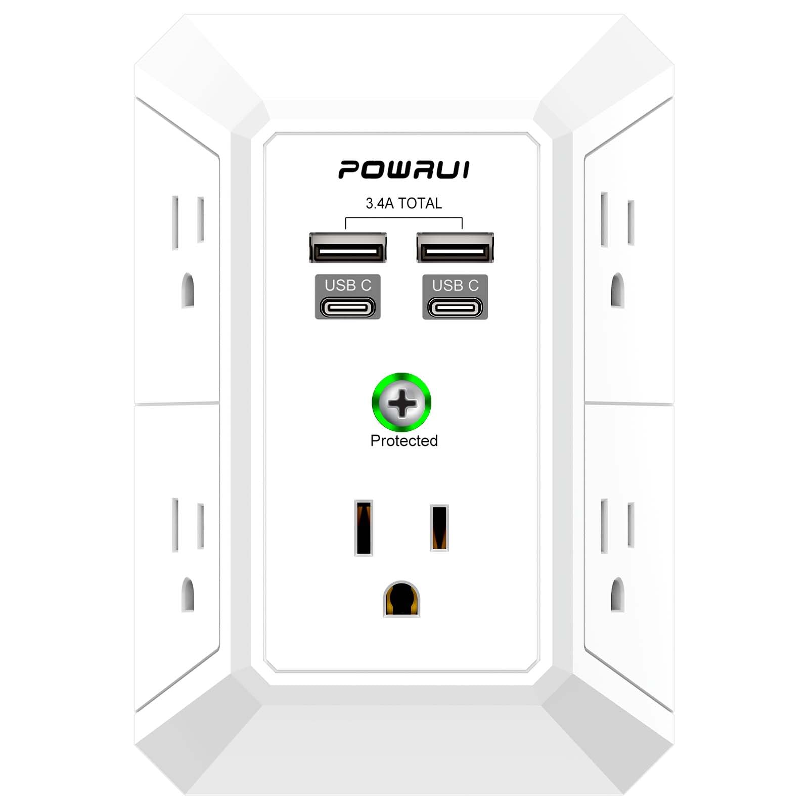 Multi Plug Wall Outlet Night Light, POWRUI 6 Outlet Extender & 3 USB Ports — Amazon image 15