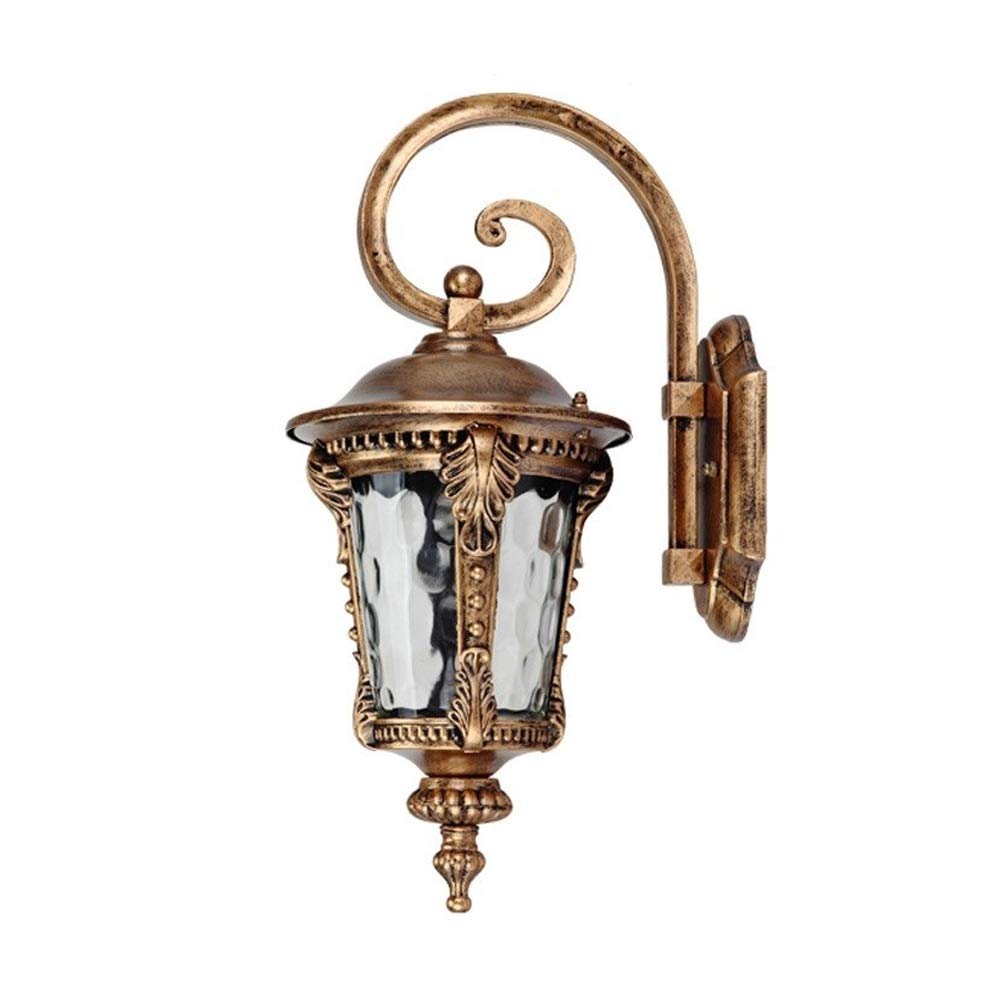 SXSCARKX Retro European Waterproof Aluminum Outdoor Hanging Gooseneck E27 Wall Lamps Vintage Victorian Sconce Corrugated Glass Lanterns Garden Terrace Decor Indoor Lights (Color : Bronze) n