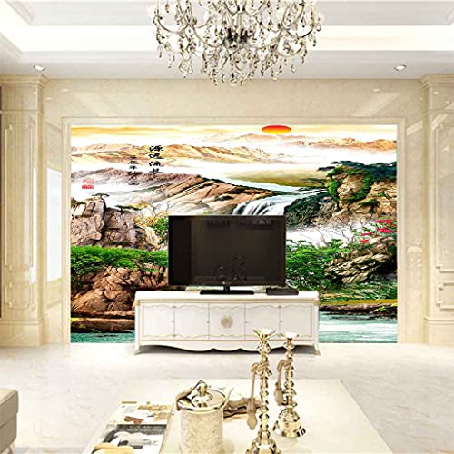Papier peint panoramique 3D de paysage chinois 350x256 cm poster mural géant auto-adhésif salon - 5