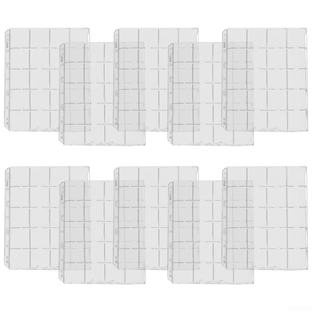 Portavasos De PVC Transparente Para Monedas – 20 Bolsillos De 52x52 Mm En Hojas Sueltas De 280x235 Mm, Ideal Para Coleccionistas De Medallas Y Fichas