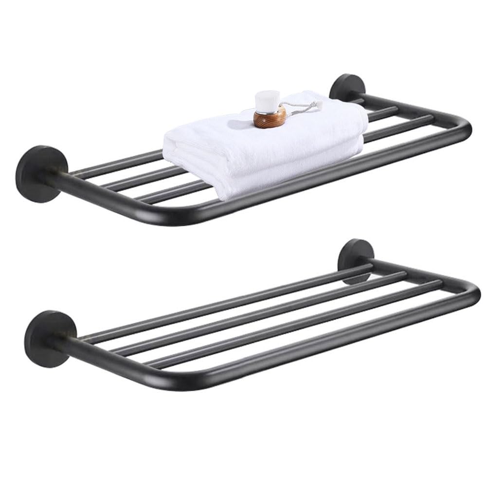 LMYSXAOZ Hotel Towel Racks for Bathroom Wall Mounted, 30 Inch Shelf Bathroom, 2-Tier Rack, Gray