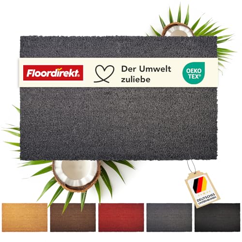 Floordirekt Paillasson Intérieur/Extérieur, 60 x 90 cm, Gris, Coco, 24 mm