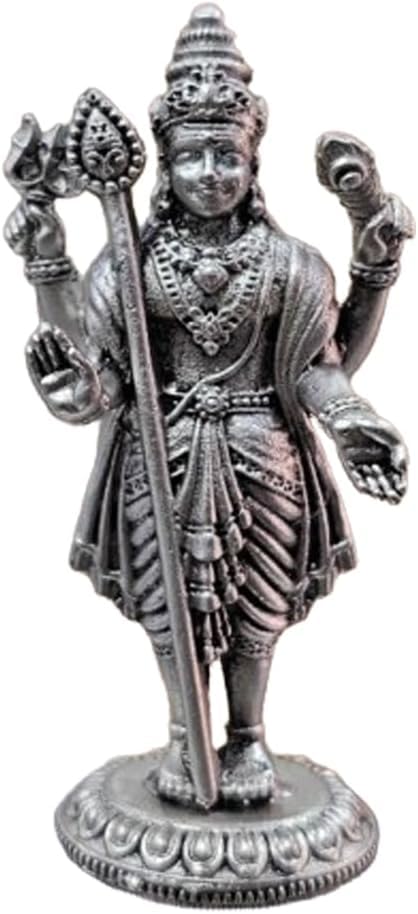 Statue Murugan en argent hindou pour la protection de votre maison