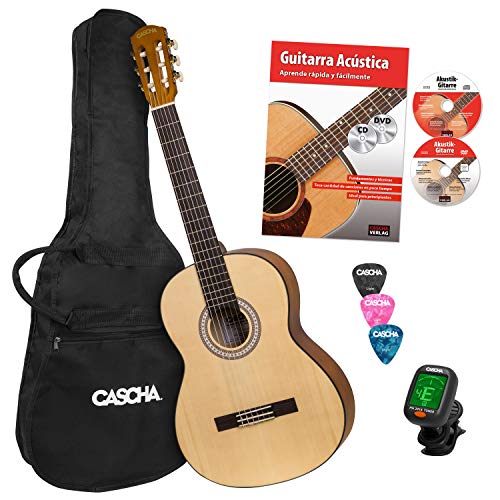 Cascha HH 2138 ES Klassische Gitarre Anfänger-Set