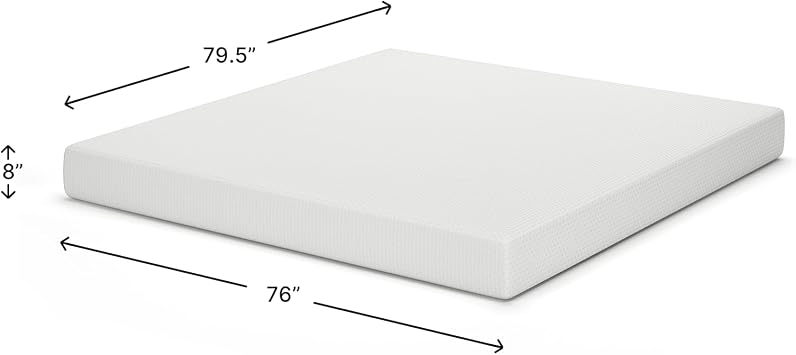 Signature Design by Ashley King Size Chime 8 Inch Medium Firm Gel Memory Foam Mattress with Green Tea & Charcoal Extract, Fiberglass-Free, Mattress In A Box